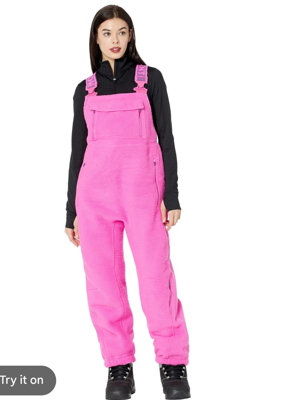 FP Movement by Free People Pink Sherpa Fleece Overalls
